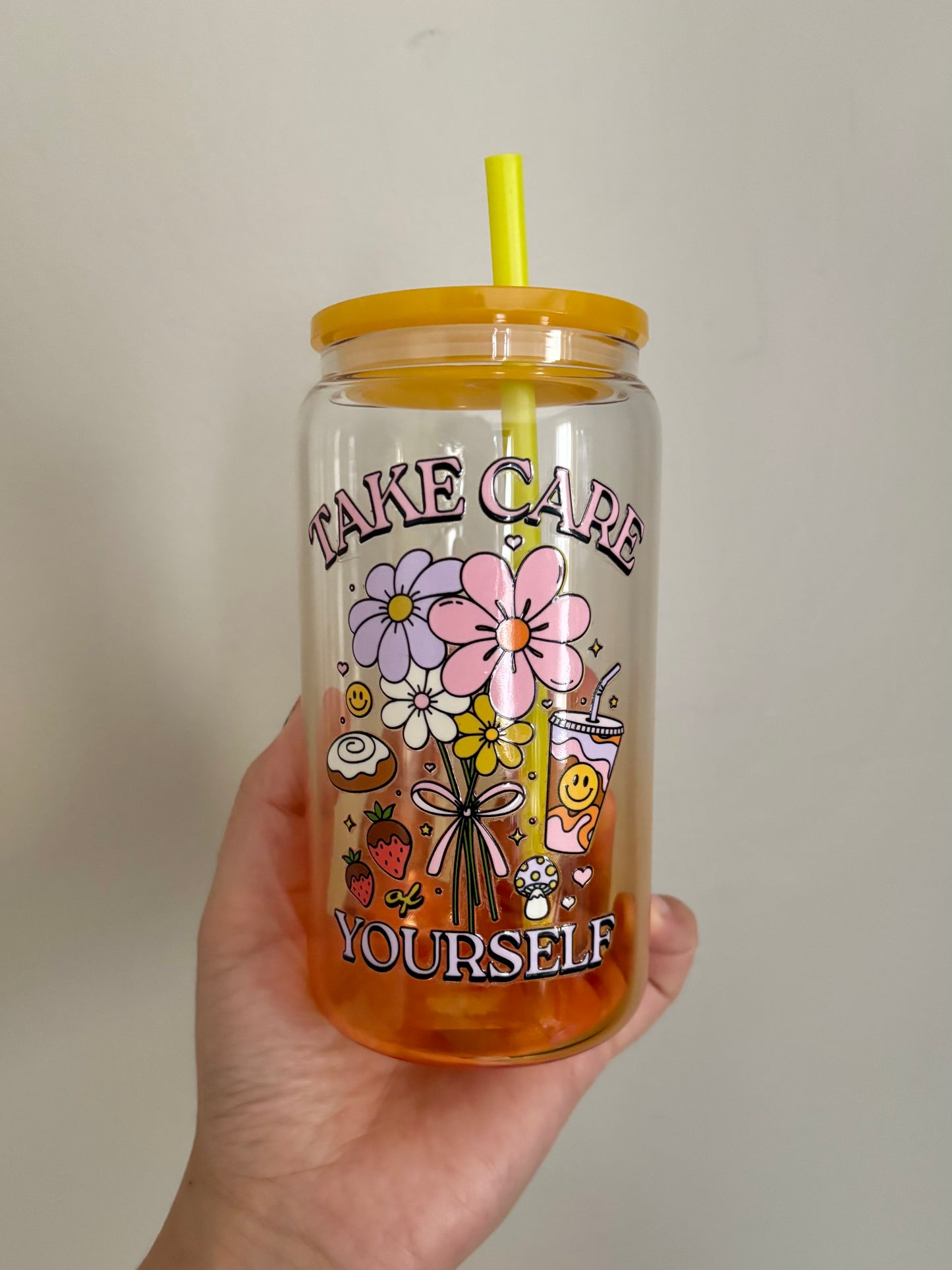 Take Care of Yourself (YELLOW) | 16oz Glass Cup